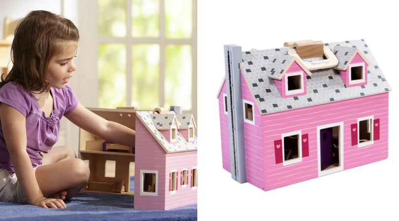 Przenośny drewniany domek dla lalek